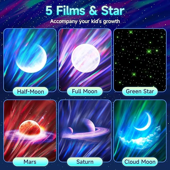 Northern Lights Projector Galaxy Projector with 300+ Light Effects Sound Machine, LED Star Projector Aurora Light, Remote Control, 15 White Noises Bluetooth Speaker Birthday Gifts for Kids Room Decor
