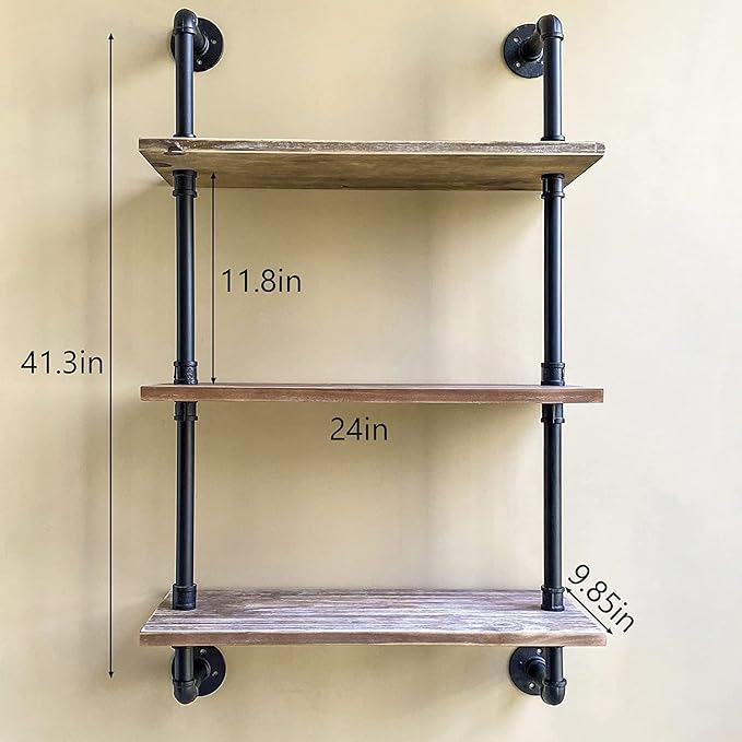 HDDFER Industrial Pipe Shelving Bathroom Shelves Over Toilet 24 Inch,Rustic Wall Shelves,Industrial Floating Shelves for Wall Pipe Shelf Farmhouse Shelf for Kitchen