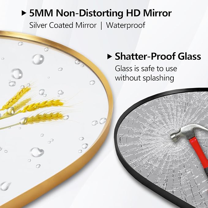 Oval Full Length Mirror, 71"×32" Wall-Mounted Floor Mirror with Metal Frame, Ultra-Clear Explosion-Proof Dressing Mirror, Simple and Classic Deco for Cloakroom/Bedroom/Living Room, Gold
