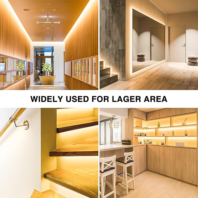 Onforu Warm White LED Strip Lighting, 65.6ft 3000K Dimmable Led Tape Light, 20m Bright 1200 LEDs 2835 Flexible Ribbon Christmas Light, 12V Adhesive Rope Lights for Kitchen, Under Cabinet, Bedroom