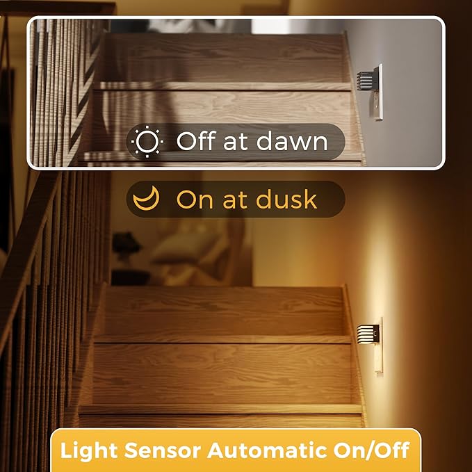 L LOHAS LED Night Lights Plug into Wall, [4-Pack] Modern Plug in Night Light with Dusk-to-Dawn Sensor, Adjustable Brightness, 3000K Soft White for Bedroom Bathroom Hallways Kid's Room