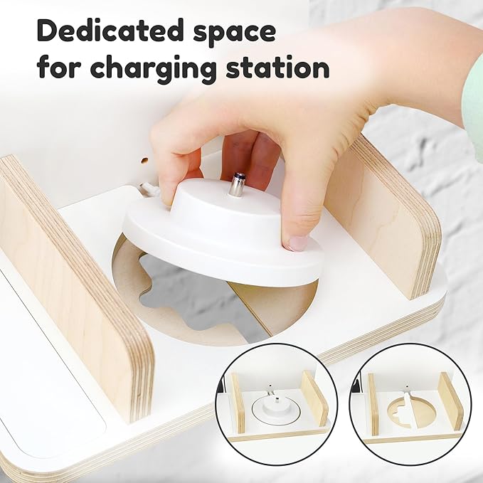 stadtecken Wooden Shelf for Music Box I Suitable for The Toniebox and ca. 35 Tonies I Perfect Storage in The Children's Room I for Setting up or Hanging (Medium, Friends)
