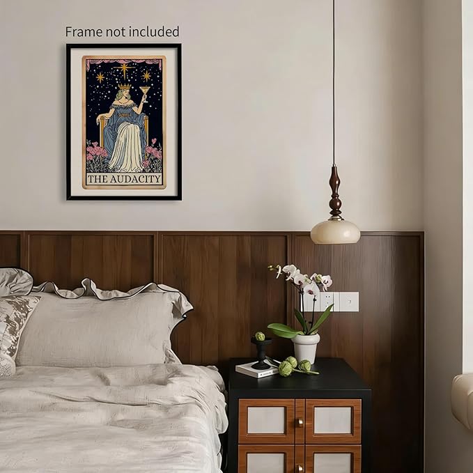WIUHIO Fun Tarot Canvas Wall Art Feminist Aesthetic Poster Vintage Whimsical Witchy Prints Trendy Funny Quote Wall Decor for Bedroom Wall Decor 08x10 inch Unframed