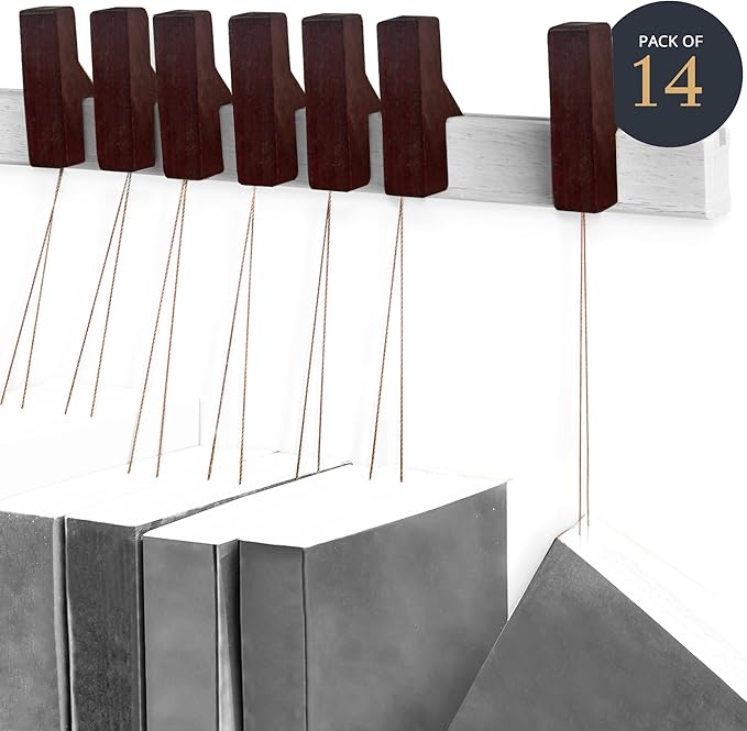 Ash Harbor Wall Book Organizers Hanging Pins - Extra Pins for Floating Shelves Wall Mounted, Extra Hardwood Hanging Pins for Floating Bookshelves, Ideal for Book Lovers, (Dark Finish)