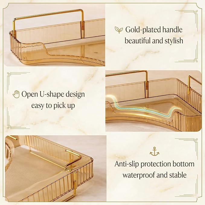 Multi-Tier Corner Countertop Organizer Rack, 90° Space-Saving Bathroom Makeup Organizer Countertop, Tool Free Acrylic Storage Rack for Bathroom, Vanity, Dresser, Makeup, Cosmetics (White-3-tier)