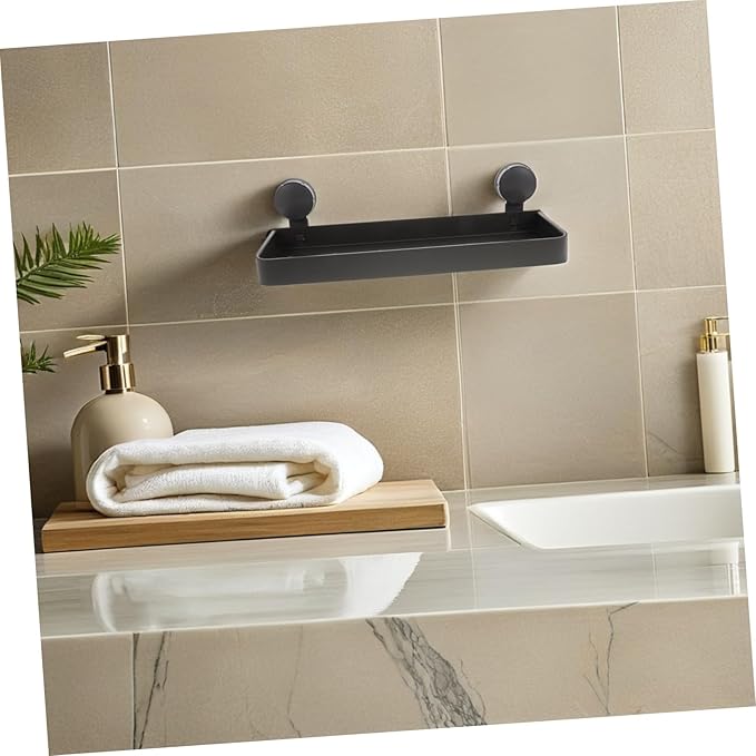 Zerodeko No Drill Bathroom Storage Rack with Strong Suction Cups Wall Mounted Organizer Shelf for Toiletries and Makeup Easy Installation Smooth Surfaces Space Saving Bathroom Floating