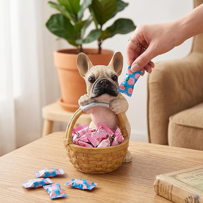 Dog Resin Storage Basket, Desktop Organizer for Remote & Keys, Cute Home Decor Tray, Ideal present for Pet Lovers.(French Bulldog)