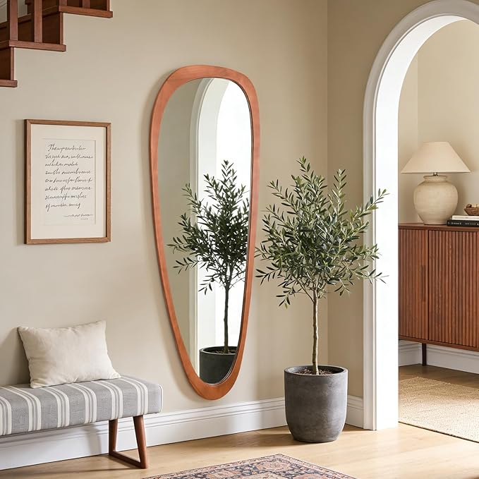 WallBeyond Asymmetrical Mirror, Irregular Mirror Full Length, Boho Wall Mirrors Decorative for Bedroom Living Room Entryway Hall, Mid Century Modern Decor 60" H x 22" W