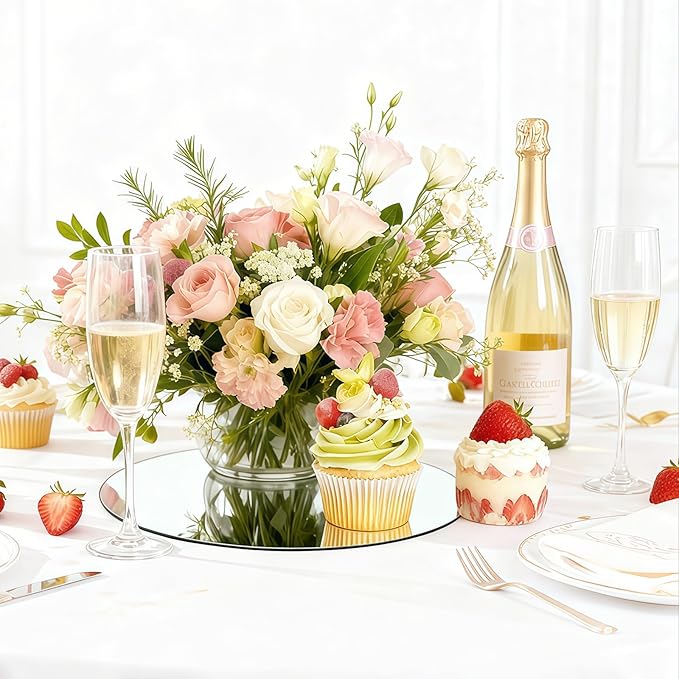30PCS Round Mirrors for Centerpieces for Tables, 6" Circle Flat Mirrors Trays Plates for Centerpieces for Table Decorations, Circle Mirror Candle Plates for Wedding Table Centerpieces