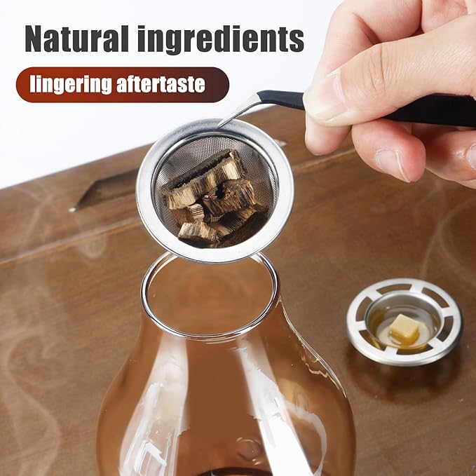 Glass Incense Holder for Sticks, Wooden Incense Stick Holder with Ash Catcher, Modern Insence-Stick Holder, Multi-Functional No Mess Incent Holder for Yoga Spa Meditation Home Zen Decor (Amber)