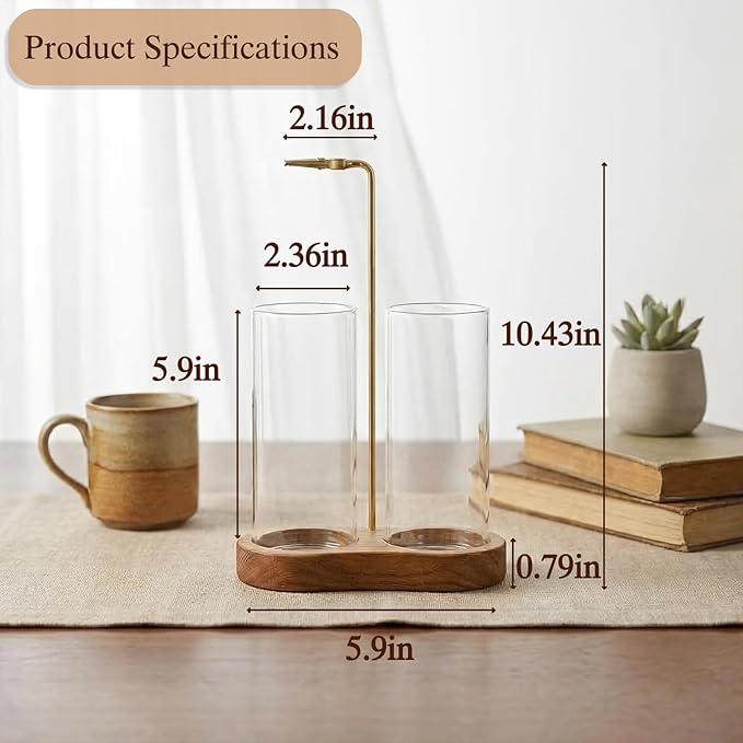 Incense Holder for Sticks with Glass Ash Catcher - Upside Down Anti-Ash Flying Incense Burner & Stick Storage Organizer, Ideal for Meditation, Yoga, Zen Home Decor, Spa Relaxation Gift (Natural Wood)