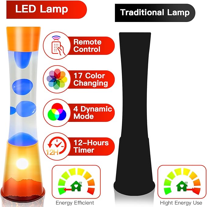 Sunset Liquid Motion Lamp, 15.5-inch Color Changing LED Lamp, Smart Timer Remote Controlled Mood Lighting, Sleep-Enhancing Atmosphere Night Light Christmas Gifts