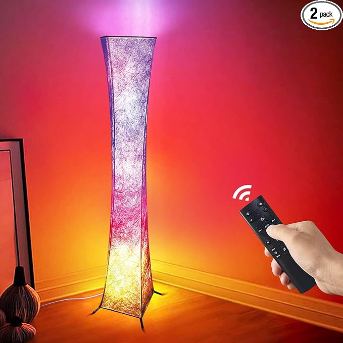 2 Pcs Floor Lamp, 61'' Smart RGB LED Corner Lamp with Music Sync and 16 Million DIY Colors, 3 Color Temperature, APP & Remote Control, Color Changing Standing Floor Lamp for Bedroom Living Room