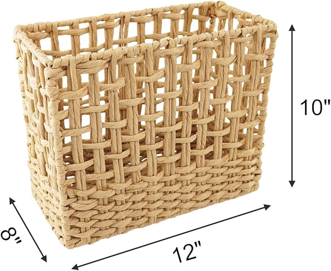 YRMT Magazine Holder Paper Rope Woven Storage Basket for Magazines, Newspapers, Books Decorative Folder Organizer Bin for Home Office