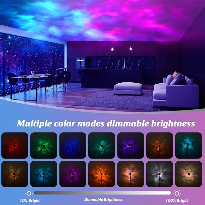HAIDOLIANG Ocean Wave Ceiling Projector, Colors Changing Show Aurora Glow Lamp with Remote, Sunset/Cloud Led Night Light, Northern Lights, Luminorthe Cube lamp for Bedroom/Room Decor(Big)