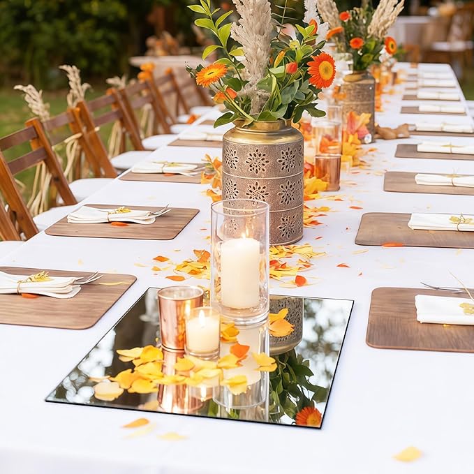 30PCS Square Mirrors for Centerpieces for Tables, 6" Square Flat Mirrors Trays Plates for Centerpieces for Table Decorations, Square Mirror Candle Plates for Wedding Table Centerpieces