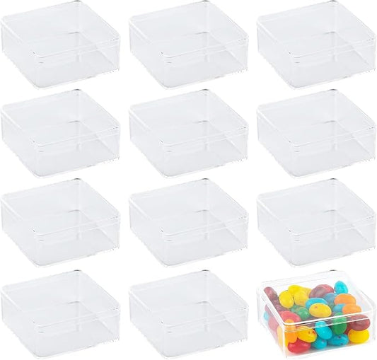 Hammont Acrylic Box - Party Favor Gift Boxes - Clear Cube with Rounded Edges for Gifts, Weddings, Treats, Candies & Accessories - Square Home Storage Boxes | 3.375"x3.375"x1.37" (12 Pack)