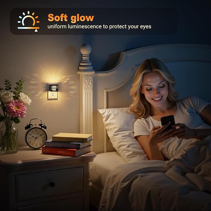 JandCase LED Night Light, [2 Pack] Bubble Night Lights Plug into Wall, Dimmable Nightlight with Dusk to Dawn Sensor, Amber/3000K/5000K & 5 Brightness Levels, for Bedroom Bathroom Hallway