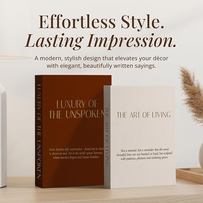 Decorative Books for Home Decor (Set of 2), Linen Fake Books for Decoration, Home Decor for Coffee Table Book, Fake Book Decor Aesthetic Set, Photo Storage and Keepsake Box (Beige + Coffee)