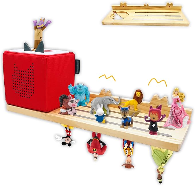 for Tonies Shelf - Wood Shelf for Tony Box Storage, Wooden Floating Shelves for Tonies Storage, Wall Shelves with Magnetic Strips to Display Toniebox Figures & Characters (Average)