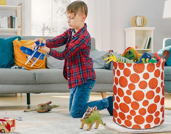 NTAOHAMPER Kids Laundry Hamper,Baseball laundry Basket,Baby Boy Nursery Hamper,Waterproof Storage Bin for Bedroom,Clothes Organizer Basket,Toys Box,Room Decor(Basketball)