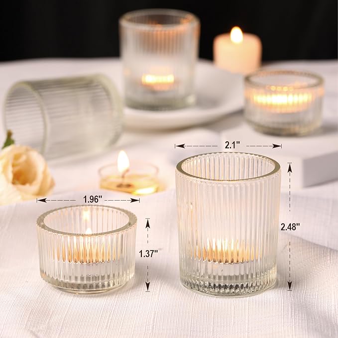 NITIME 10pcs Assorted Clear Votive Candle Holders for Wedding Centerpiece, Clear Tea Light Candle Holders, Glass Candle Holder for Table Centerpiece, Wedding, Home and Party Decorations