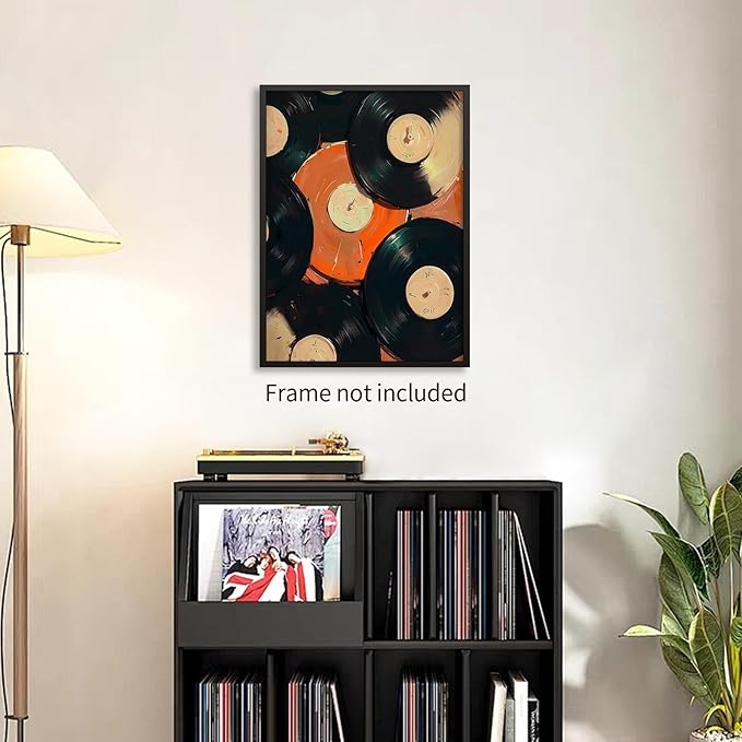 rumlud 90s Music Vinyl Records Canvas Poster Trendy Modern Music Wall Art Vintage Minimalist Aesthetic Prints for Living Room Bedroom Dorm Wall Decor 08x10 inch Unframed