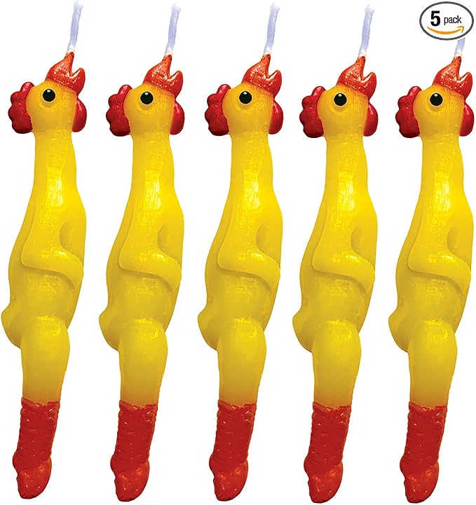 Streamline Imagined Decorative Birthday Candles - Rubber Chicken (5 Candle Pack)