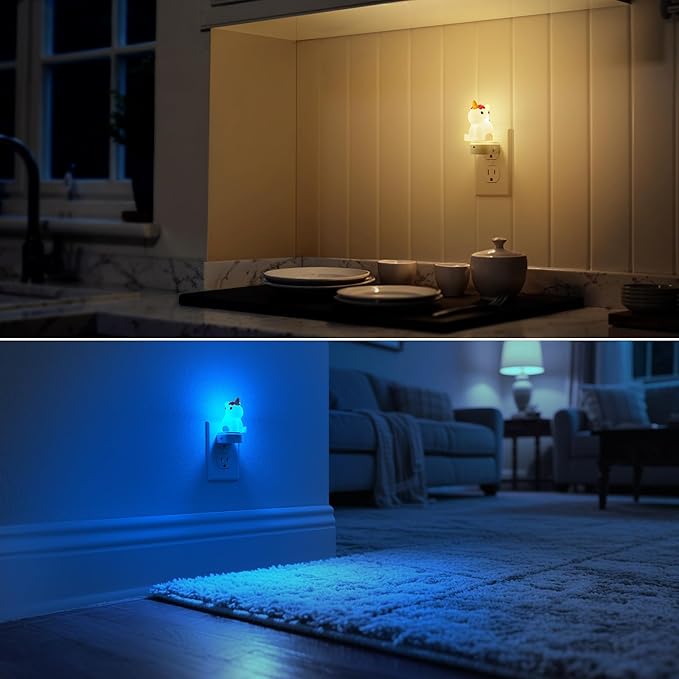 DORESshop LED Night Light for Kids, 3D Cute Unicorn Night Lights Plug into Wall with Dusk to Dawn Sensor, RGB+Soft White 3000K Plug in Night Light for Kids Girl Birthday Gift Room Decor