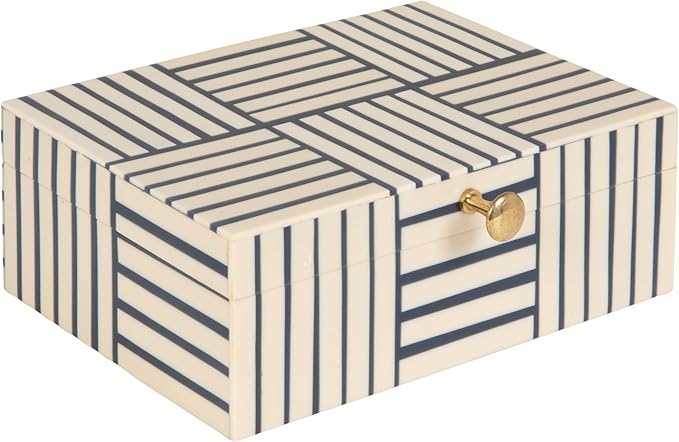 Bloomingville Midnight Blue & White Striped Resin Storage Box