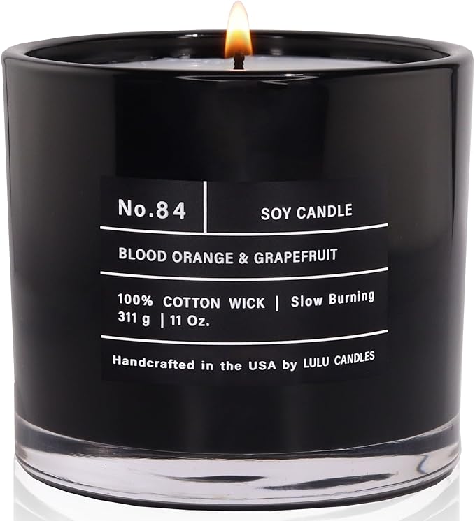 Lulu Candles | Blood Orange & Grapefruit | Smells Citrusy & Uplifting | Luxury Scented Soy Jar Candle | Hand Poured in The USA | Highly Scented Long Lasting (11 Oz.)