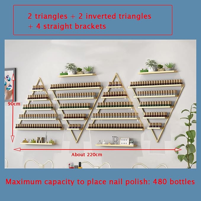 Metal Wall-mounted Nail Polish Storage Racks Wall-Mounted Nail Polish Display Rack Shelf Organizer Storage Holder Metal Floating Shelf Display Case Combination Shelf,for Essential Oils,Perfume,Makeup