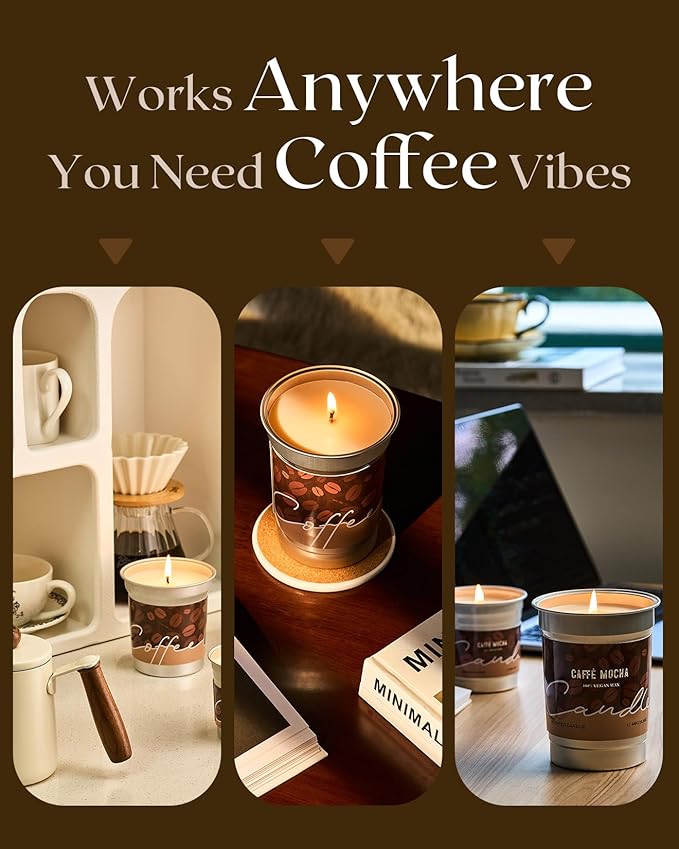 M&SENSE Espresso Candles Black Coffee Scented, 16.2oz Plant-Based Soy Wax 100 Hours Non Toxic Clean Burn, Stress Relief Aromatherapy Gifts for Coffee Lovers, Cozy Winter Holiday Home Decor