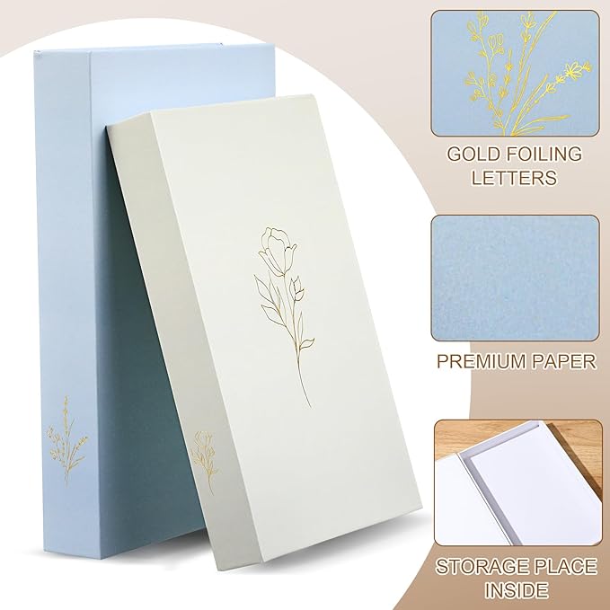 Cinnvoice Set of 2 Aesthetic Decorative Books Boxes, Faux Books Stacked for Decoration for Coffee Tables Modern Home Bookshelves Decor, Fake Fashion Photo Storage Boxes(Baby Blue Beige)