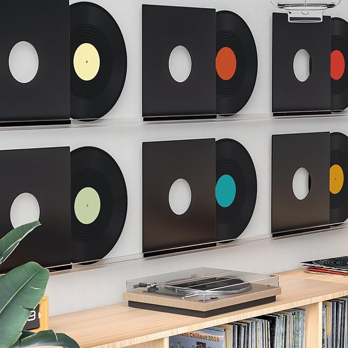 Facmogu 6 Pack 12in Blank Vinyl Record Decor, Fake Vintage Record for Indie Wall Aesthetic Room Decor, 70s 80s 90s Rock & Roll Music Party Decor, Retro Records for Home Living Room, Craft Display Decoration