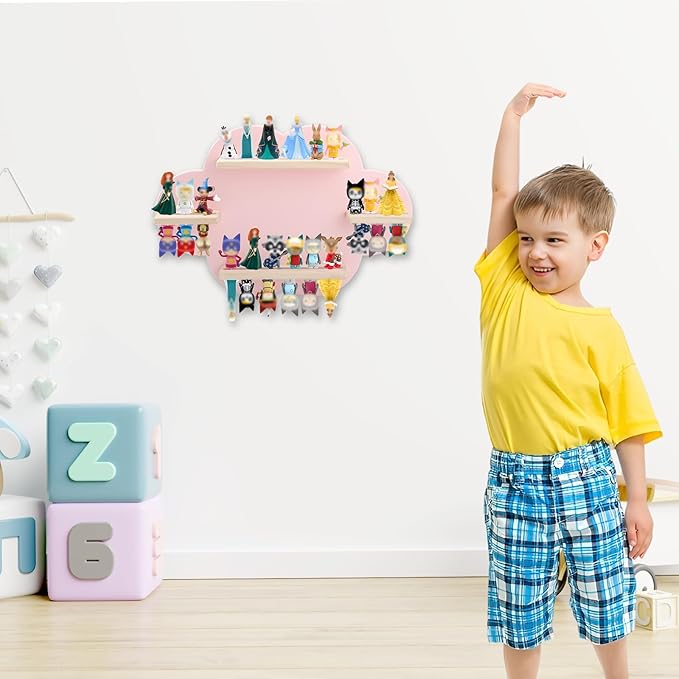 Taladad for TonieBox 2/1 and Tonie Shelf Cloud,Tonies Storage for 12-20 Tonie Figures Characters Magnetic Wall Shelf for Tonies Toniebox, Charging Station (Pink-Without Box Holder)