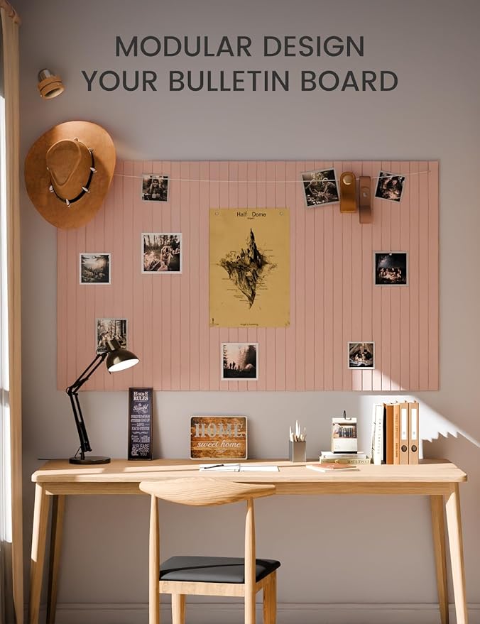Fluxynara Large Felt Bulletin Board 36" x 24" Cork Board Alternative-6 Pack with 40 Safe Removable Adhesive Tabs, Cork Boards for Walls Cork Board for Home Office Classroom Pin Board (Pink)