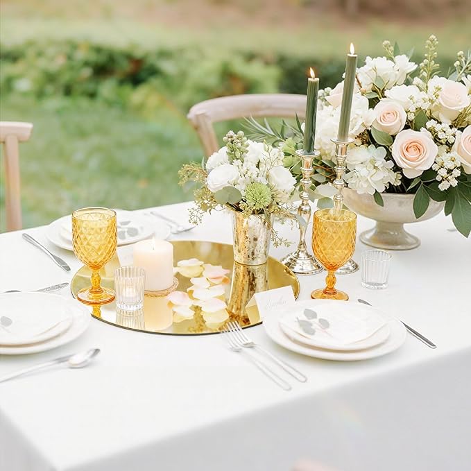 24PCS Gold Round Mirror Plates for Centerpieces, 6" Flat Gold Circle Mirror Trays for Table Decor, Acrylic Mirror Candle Plates for Table Centerpieces, Wedding Party Event Decorations, Home Decor