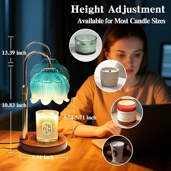 GEEZO Fragrance Candle Warmer Lamp，Electric Candle Warmer with Timer & Dimmer，Mom Christmas Birthday Gifts for Women, House Warming Gifts New Home Bedroom Decor