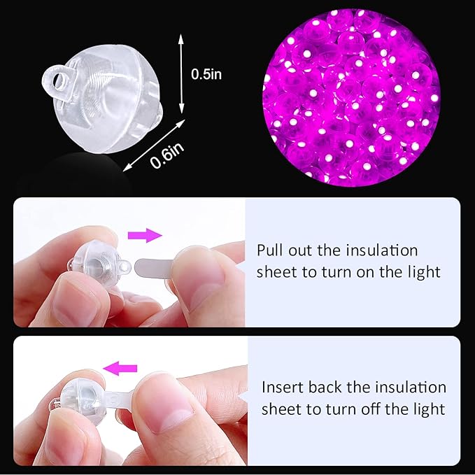 100PCs Mini Led Lights, Led Balloons Light for Neon Party Lights, Paper Lanterns, Easter Eggs, Birthday Party, Wedding, Halloween, Christmas Decoration (Glow Steadily Pink)
