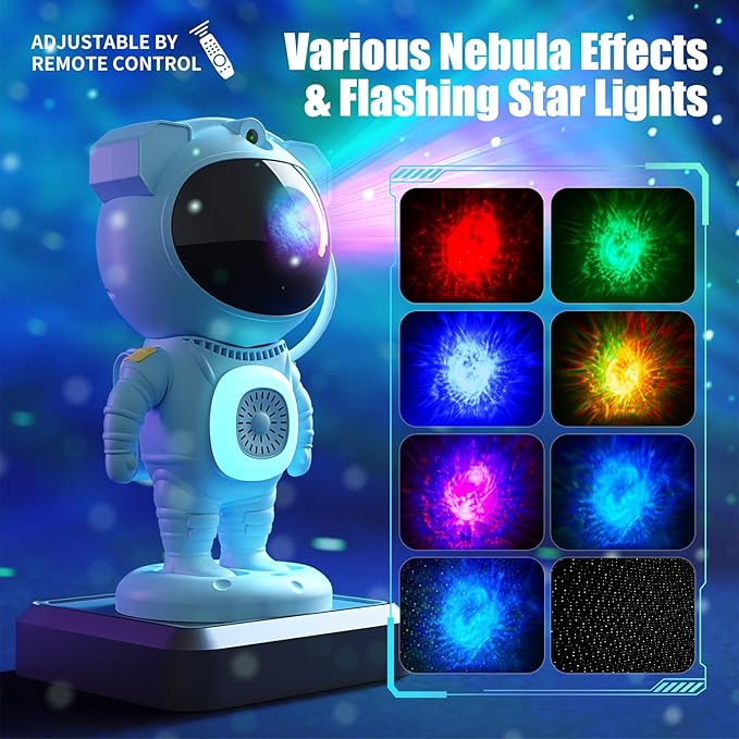 Astronaut Galaxy Projector,Space Projector,with Bluetooth Speaker and Remote Control,360° Adjustable Angle,Spaceman Star Kids Night Light, for Bedroom Ceiling Adult Birthday(Blue)