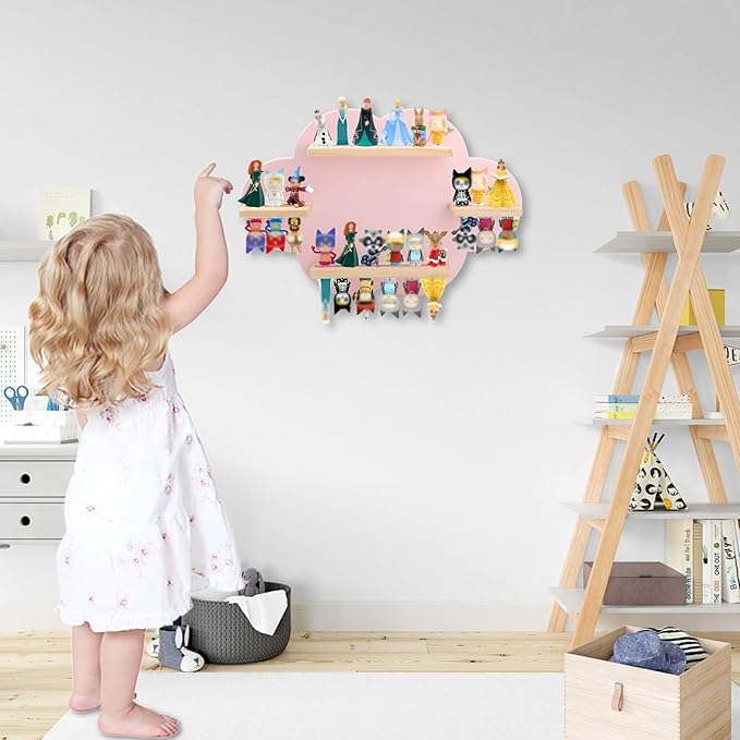 Taladad for TonieBox 2/1 and Tonie Shelf Cloud,Tonies Storage for 12-20 Tonie Figures Characters Magnetic Wall Shelf for Tonies Toniebox, Charging Station (Pink-Without Box Holder)