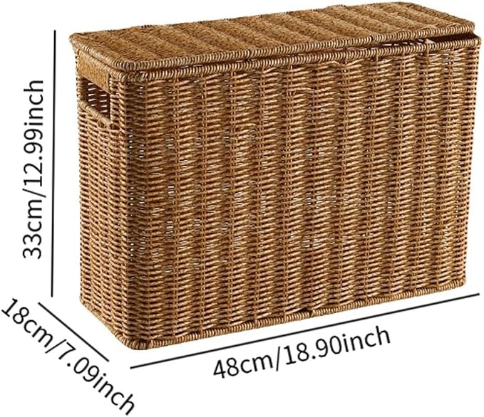 Narrow and Tall Storage Box with Handle Storage Bins Decorative Storage Bin Narrow Basket Bin for Clothing Closets Kitchen, L