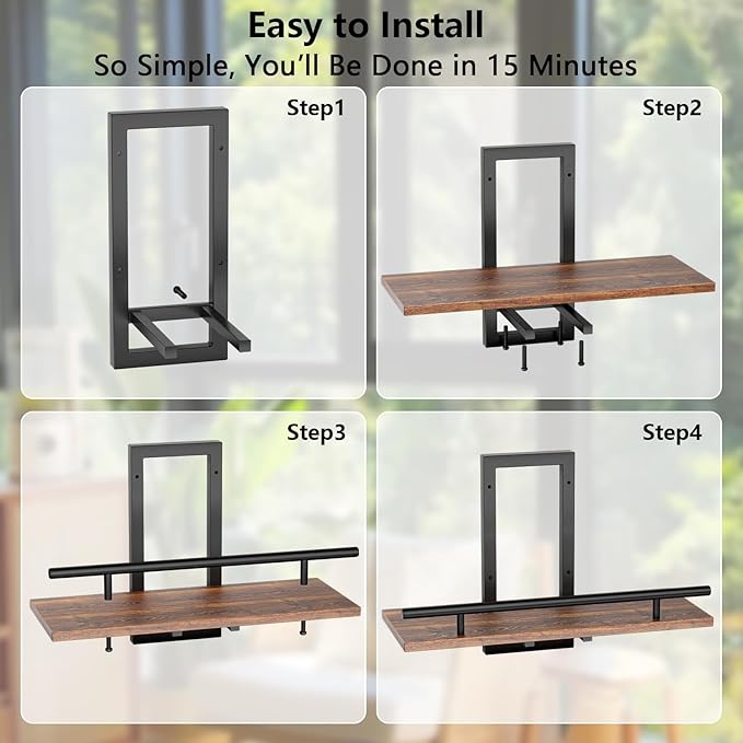 Sbosbo Floating Shelves for Wall to Hold Plants and Small Decor, 15.8 Inch Wall Mounted Shelves Set of 3, Easy to Mount Book Shelf for Bedroom, Living Room, Bathroom, Kitchen, Rustic Brown
