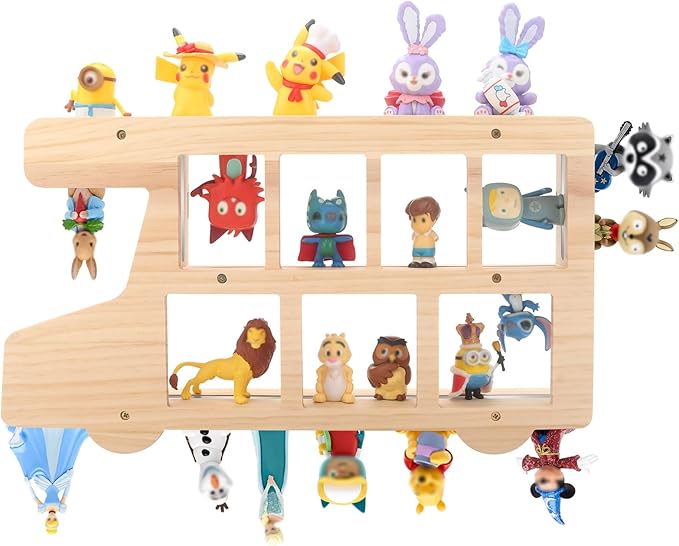 Car for Tonies Box Figures Characters Organizer Storage Shelf Wall Mounted, Bus Wooden Magnetic Floating Shelves for Tonies Characters, Display Collection 15~25 Characters