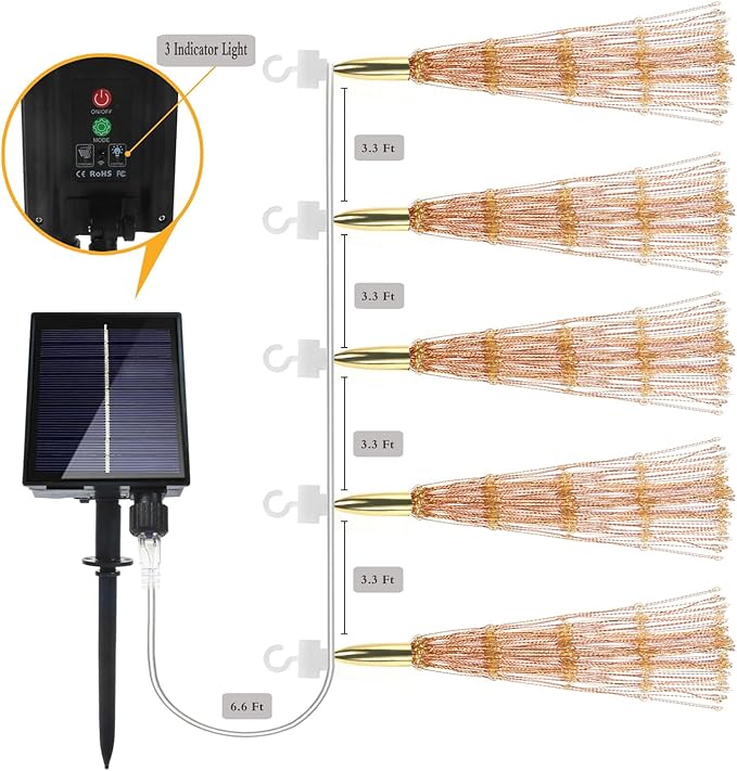 SHUKAN 5 Pcs 1000LED Solar Starburst Sphere Lights,Firework Light Remote Control Timer 8 Modes Dimmable Waterproof Hanging Fairy Light, Sparkly Lights for Patio Garden Tent Outdoor(Warm White)