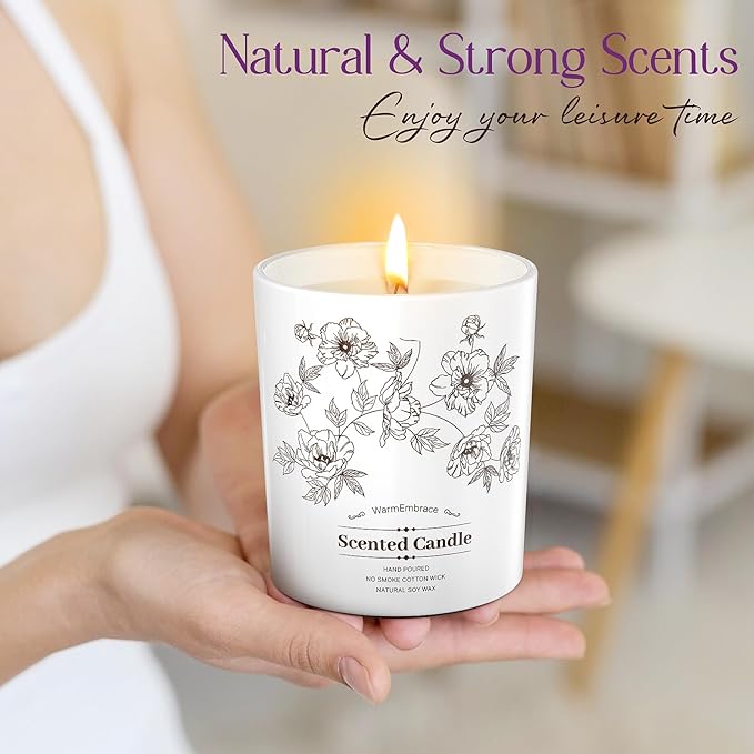 Deluxe Scented Candle for Women & Men, Lavender Soy Wax Candle,11.5 Oz Jar Candle for Home, Scented-98 Hour Long Lasting Burning, Suitable Present for Thanksgiving, Christmas & Birthday