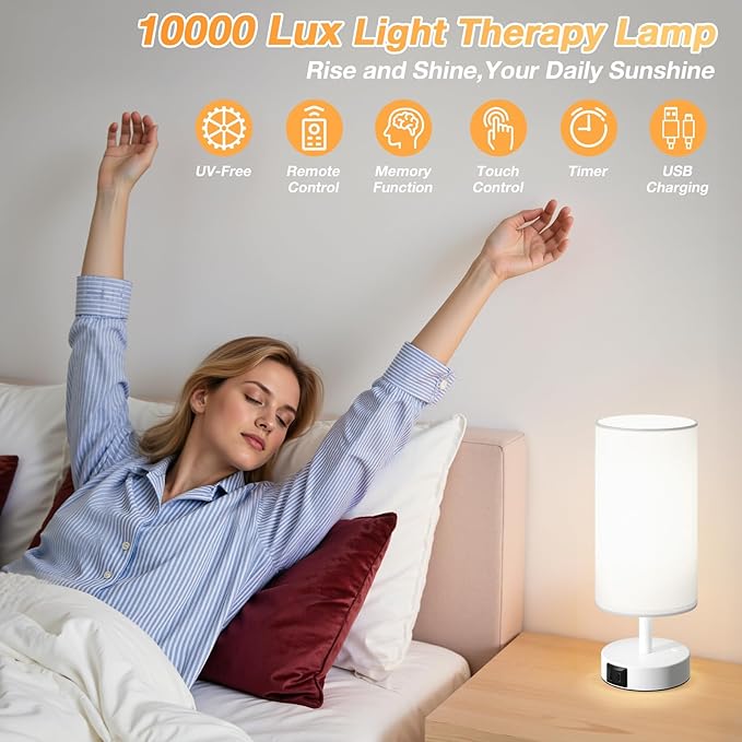 Dicoool 10000 Lux Sun Lamp with Remote, Happy Sunlight Lamp, CRI＞95 Daylight Lamp, 3 Color Temperature & Stepless Dimming, Mood Lighting for Bedroom, Bring Sunshine to Windowless Office