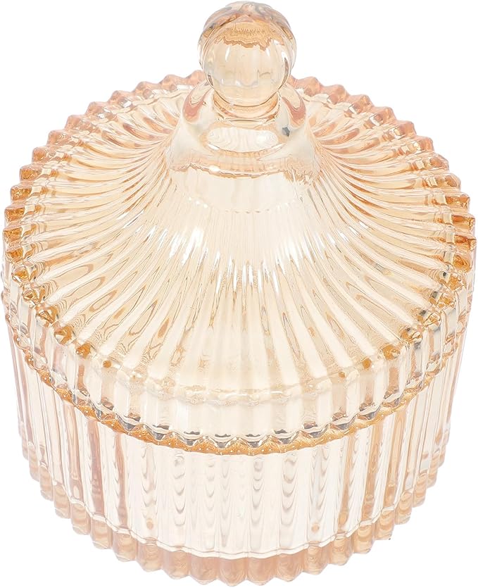 Unomor Amber Glass Apothecary Jar with Lid 500ml Candy Jar and Jewelry Box for Kitchen Snack Storage and Makeup Organizer, Decorative Storage Container for Bathroom and Home