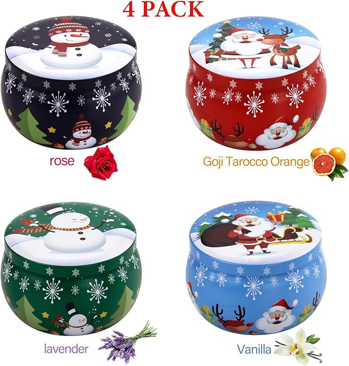 Christmas Scented Candles Gifts for Women 4 Pack, 4.4 oz Soy Aromatherapy Candles for Home Scented Decoration, Long Lasting Jar Candle Set for Her Birthday Gifts Christmas Gift for Christian Friends